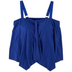 A Shore Fit Plus Pointelle Waterfall Solid Tankini Top