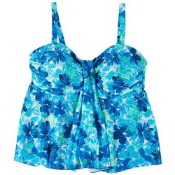 A Shore Fit Plus Hydro Pointelle Waterfall Tankini Top