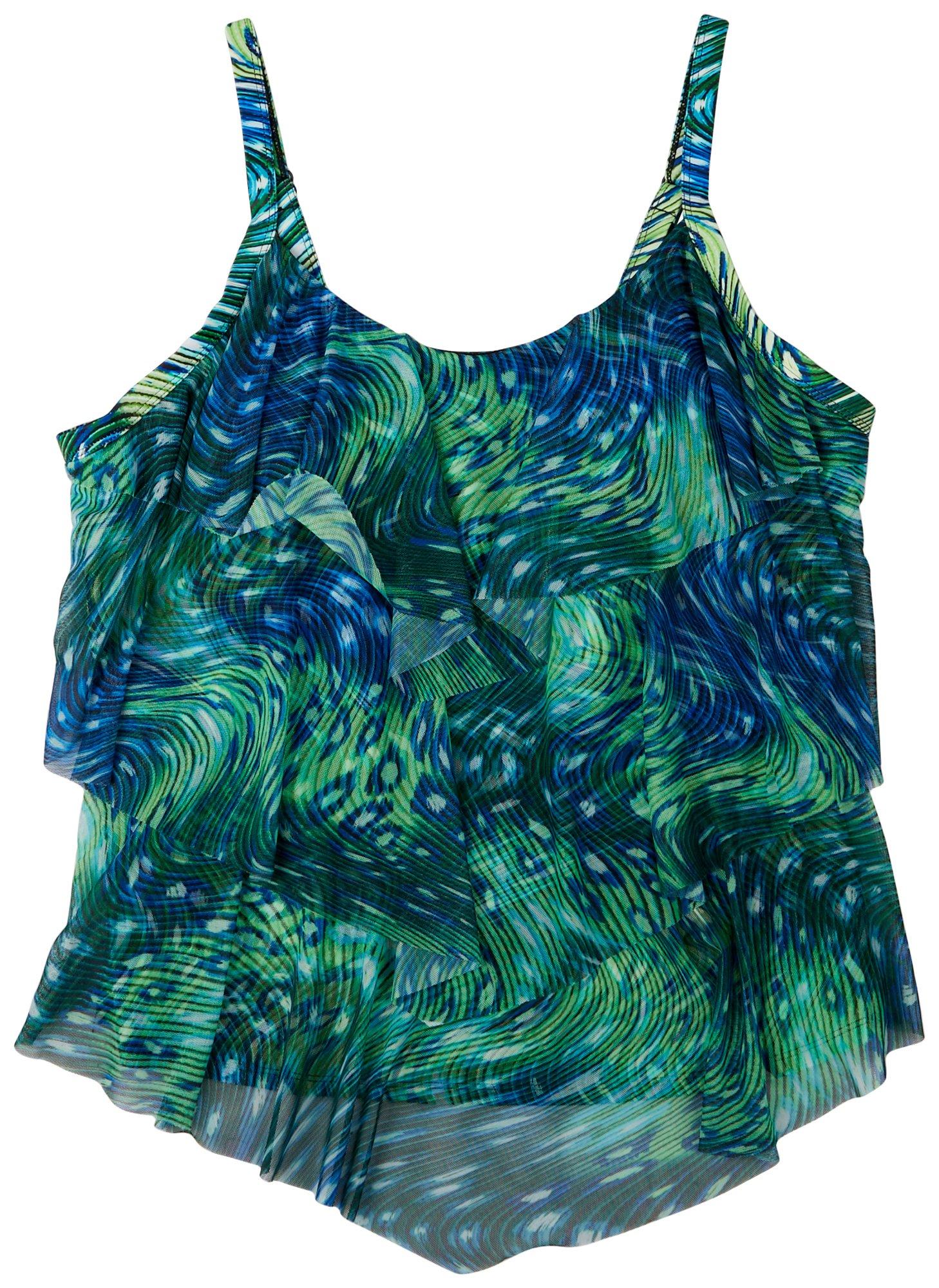 Del Raya Swimwear Plus Ocean Swirl Triple Tier