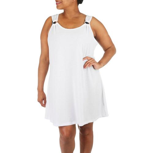Pacific Beach Plus Solid Stretch Gauze Sleeveless Coverup