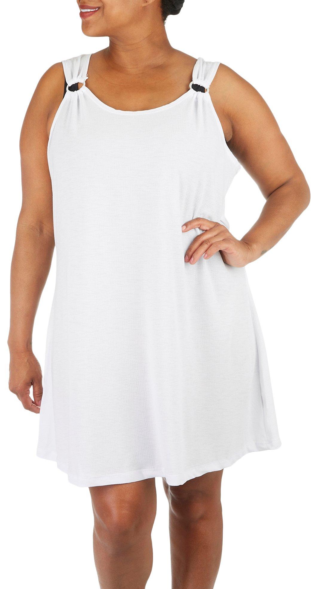 Plus Solid Stretch Gauze Sleeveless Coverup