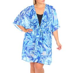 Plus Abstract Mesh Short Sleeve Coverup