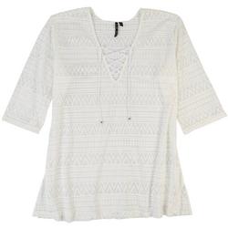 Plus Solid Pointelle Tunic Cover Up