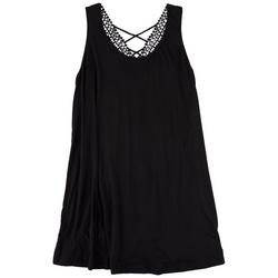 Plus Lace Back Solid Sleeveless Coverup