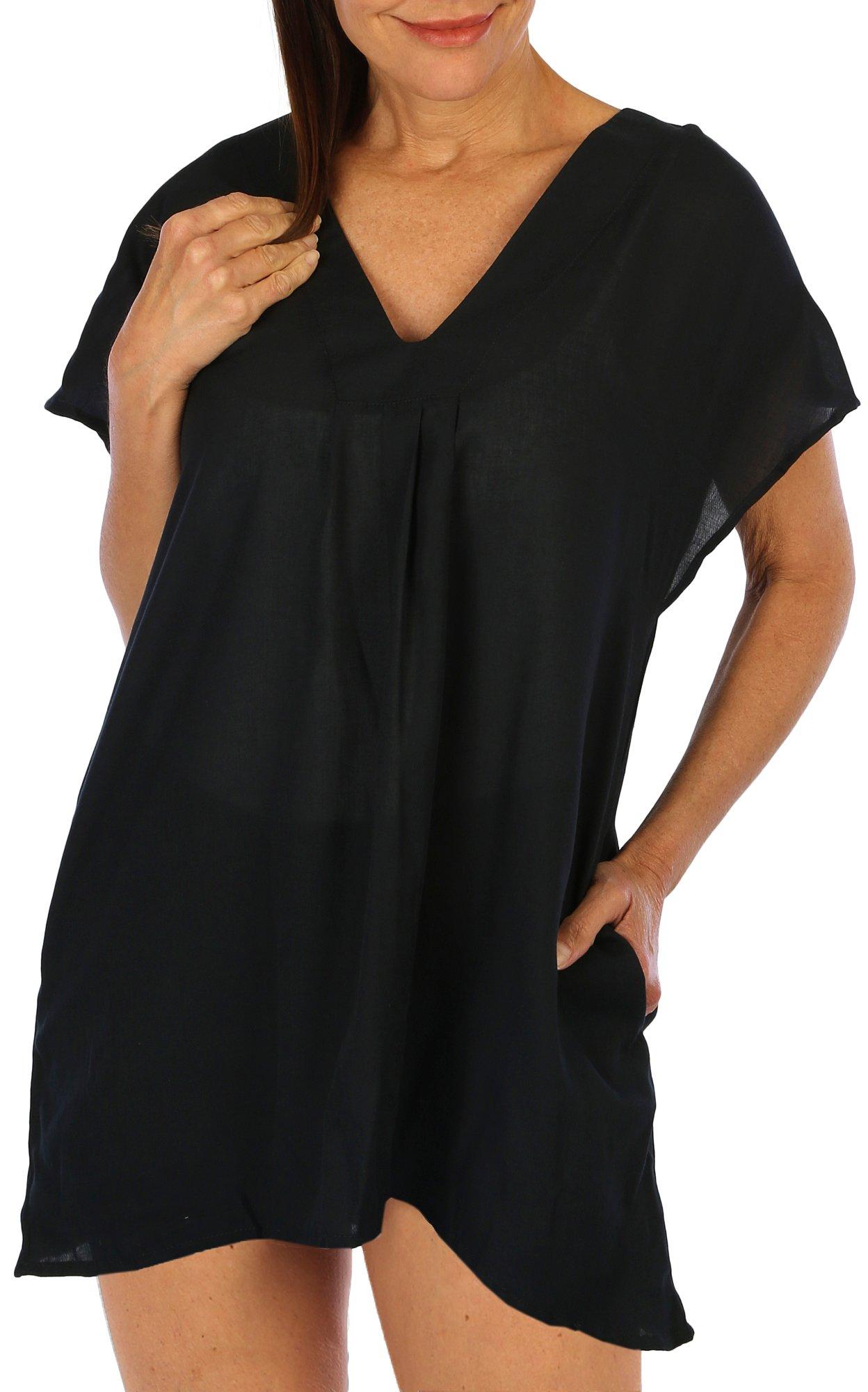 Catalina Womens Short Sleeve Pocket Coverup Dress