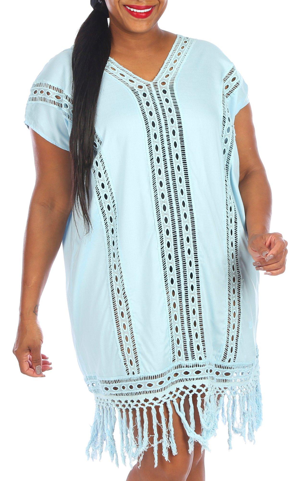 Womens Solid Crochet Coverup