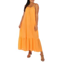 Womens Solid Tiered Sleeveless Coverup