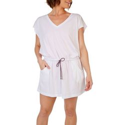 Tommy Hilfiger Womens V-Neck Drawstring Coverup Dress