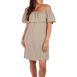 Womens Solid Off The Shoulder Woven Coverup