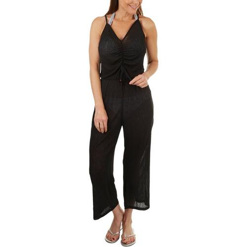 Cover Me Solid Sheer Jumpsuit Swim Cover Up
