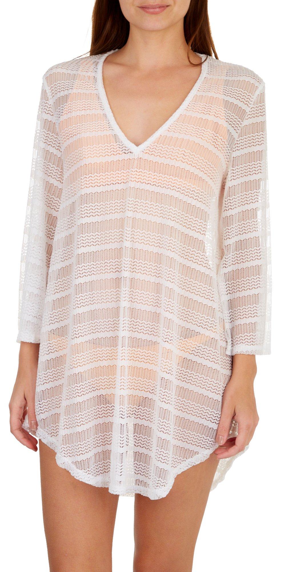 Jordan Taylor Womens Woven Chevron 3/4 Sleeve Tunic