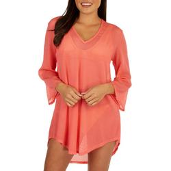 Womens V-Neck Bell Sleeve Tunic Coverup