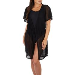 Womens Solid Chevron Duster Coverup