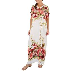 Womens Floral V Neck Sleeveless Dress Coverup