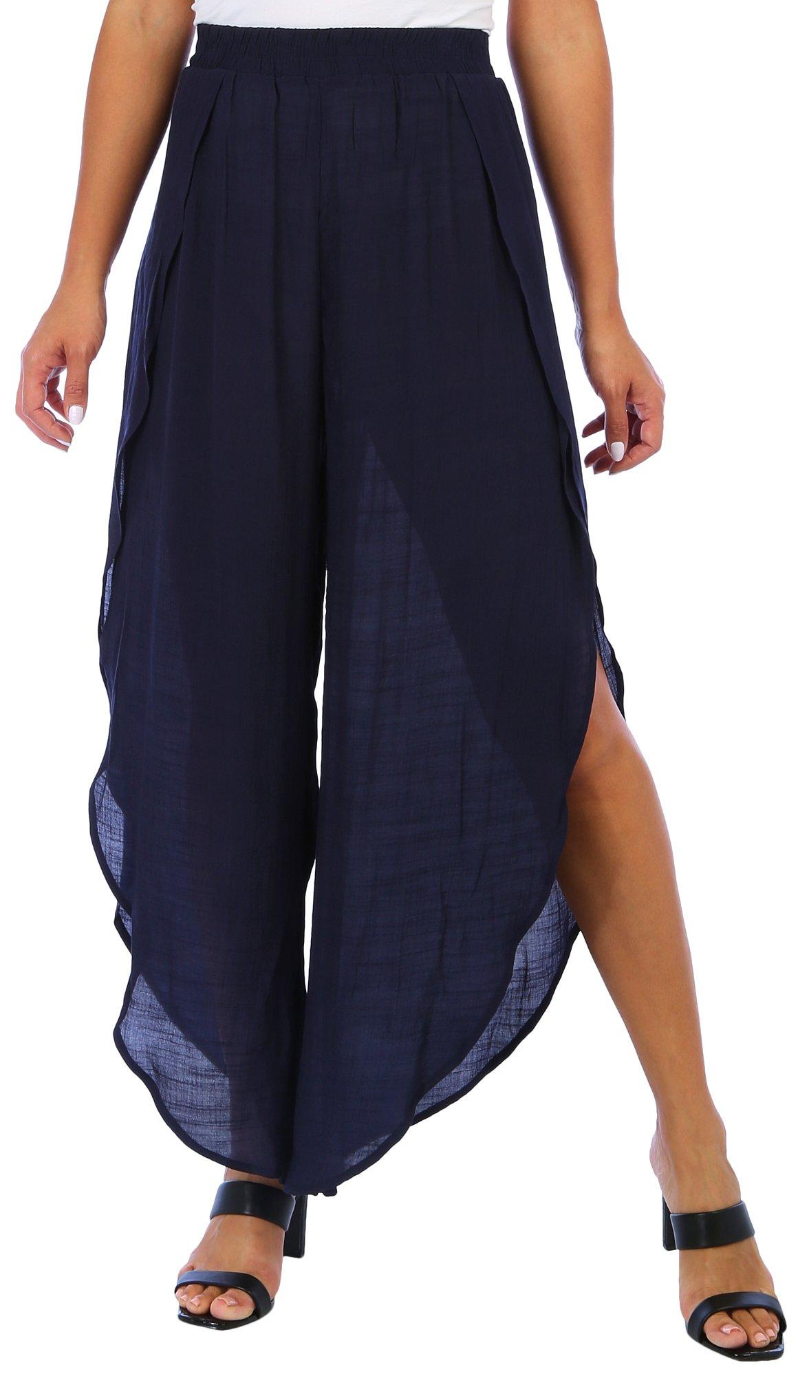 Marina Blue Womens Sol High Slit Cover Up Pants