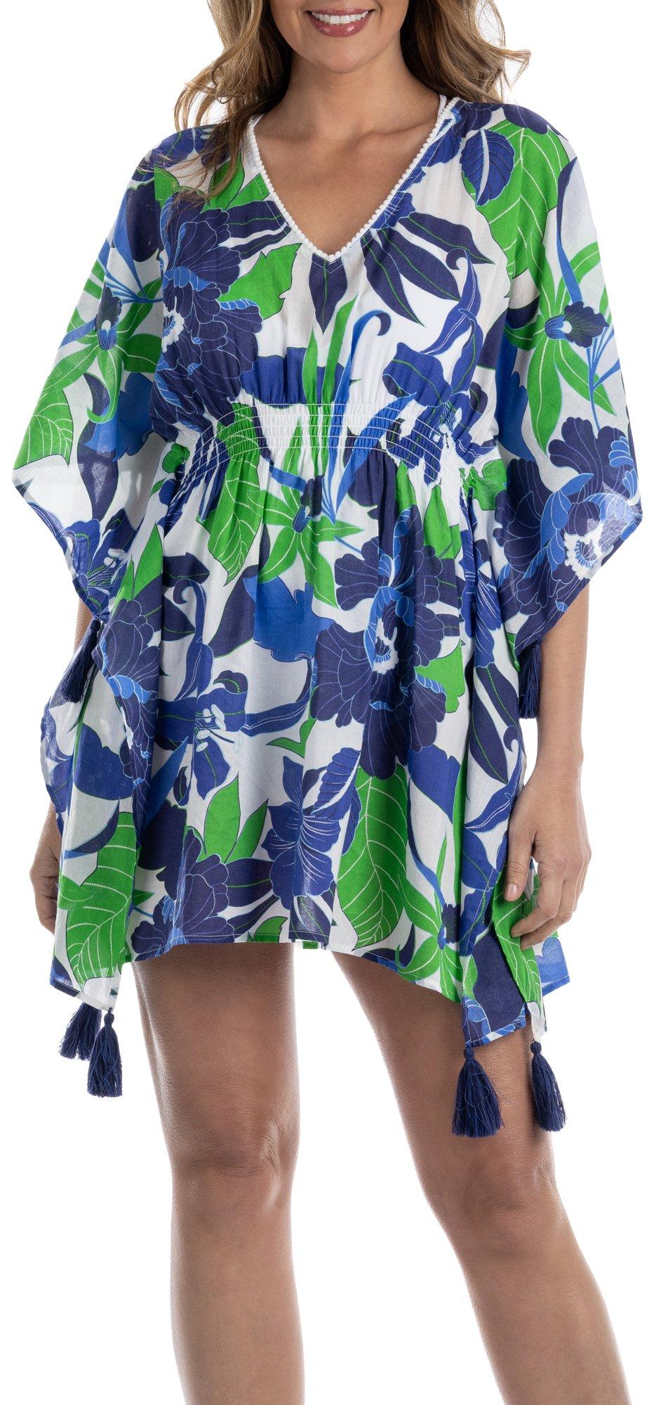 Marina Blue Womens Floral Flowy Coverup