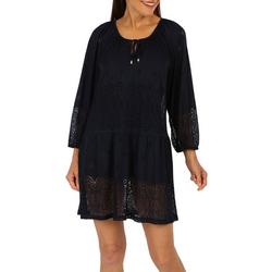 Womens Solid Long Sleeve Coverup