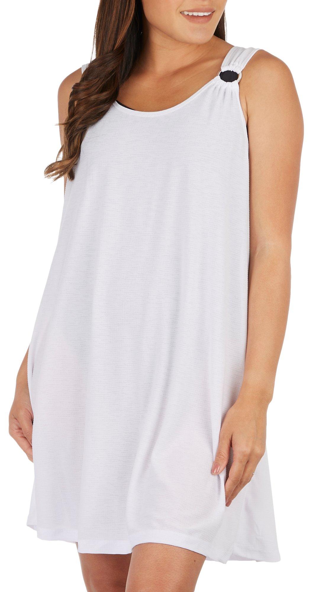 Pacific Beach Womens Solid Stretch Gauze Sleeveless Coverup