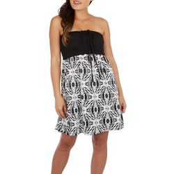 Pacific Beach Womens Printed Smocked Tube Dress Coverup