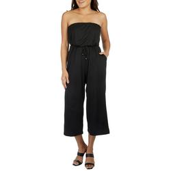 Womens Solid Tie Waist Tube Jumpsuit Coverup