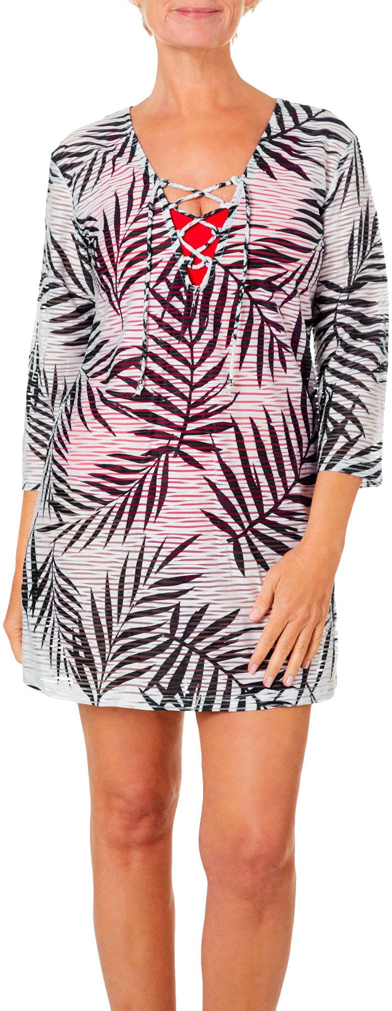 palm print beach cover up