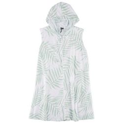 Pacific Beach Womens Graphic Hooded Zipped Cover Up