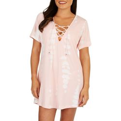 Pacific Beach Womens Tie Dye Lace Neck Coverup