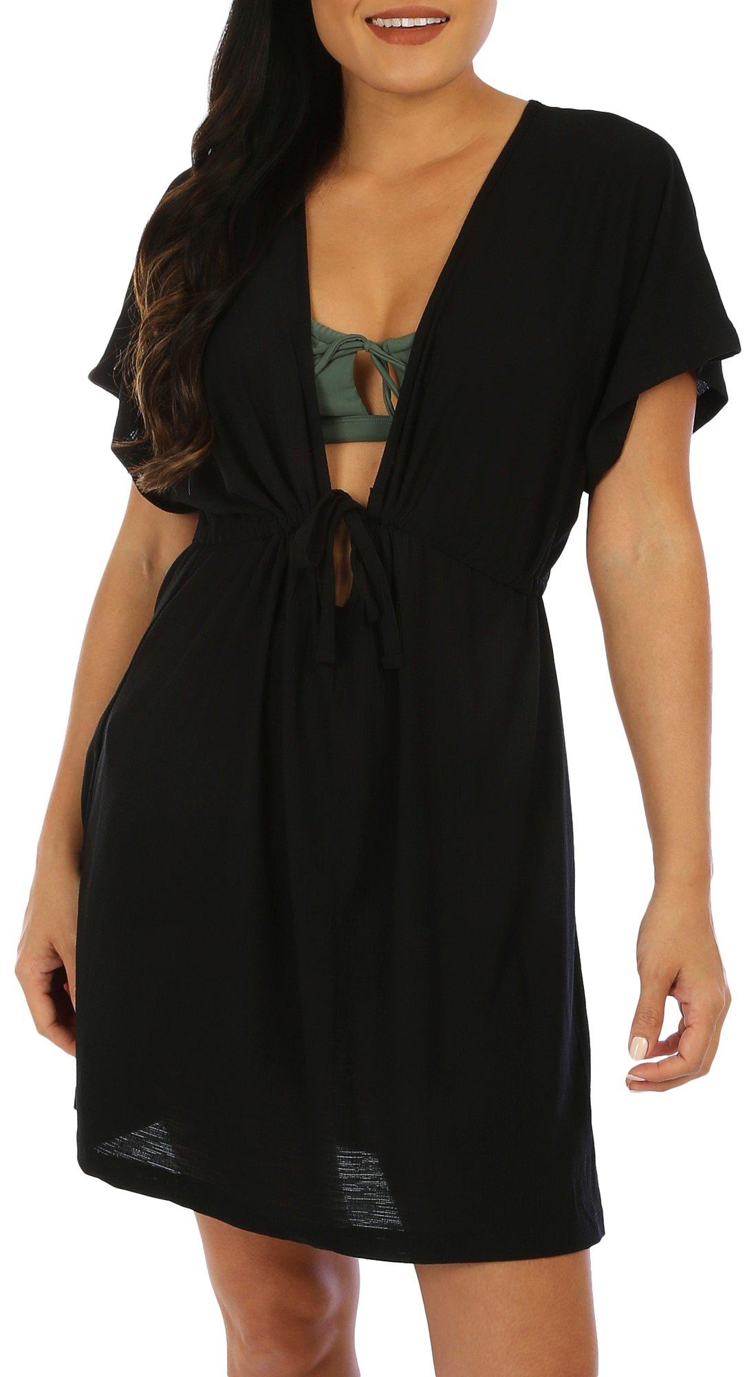 Womens Solid Short Sleeve Coverup