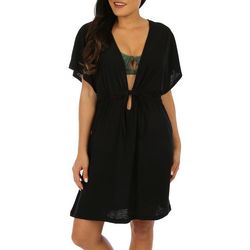 Pacific Beach Womens Solid Short Sleeve Coverup