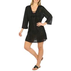 Womens Solid Sheer Lattice Coverup