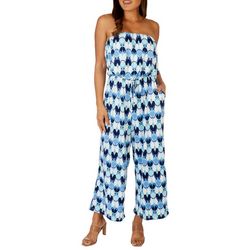 Pacific Beach Womens Printed Tie Waist Tube Jumpsuit Coverup