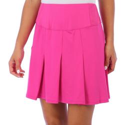 Womens 17 in. Pique & Knit Pleated Skorts