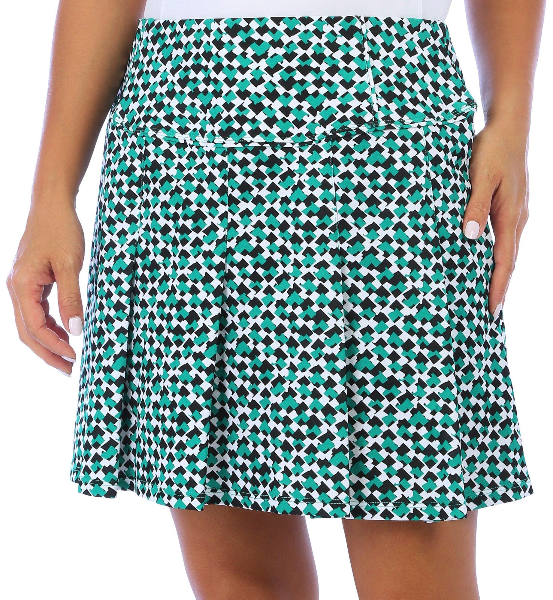 Womens 17 in. Print Pique Pleated Skorts