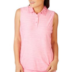 Womens Solid Sleeveless Polo Top