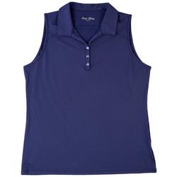 Womens Solid Sleeveless Polo Shirt