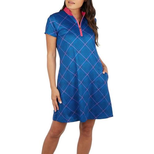 Court Haley Womens Glen Plaid Sleeve Golf Dress