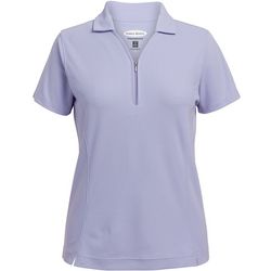Pebble Beach Womens Zip-up Placket Solid Polo Shirt