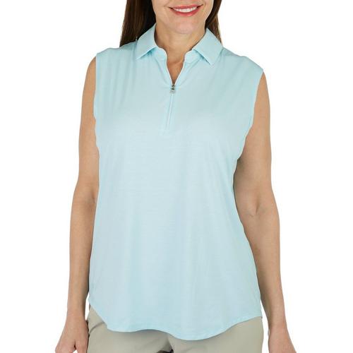 Kate Lord Womens Solid 1/4 Zip Sleeveless Golf