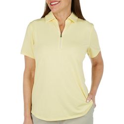 Womens Solid 1/4 Zip Short Sleeve Golf Top