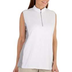 Kate Lord Womens Evens Side Print Panel Sleeveless Polo Top