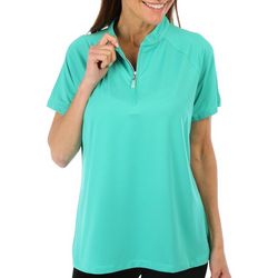 Coral Bay Golf Womens 1/4 Zip Mock Short Sleeve Polo Top