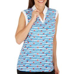 Coral Bay Golf Womens Stars & Stripes Band Collar Top