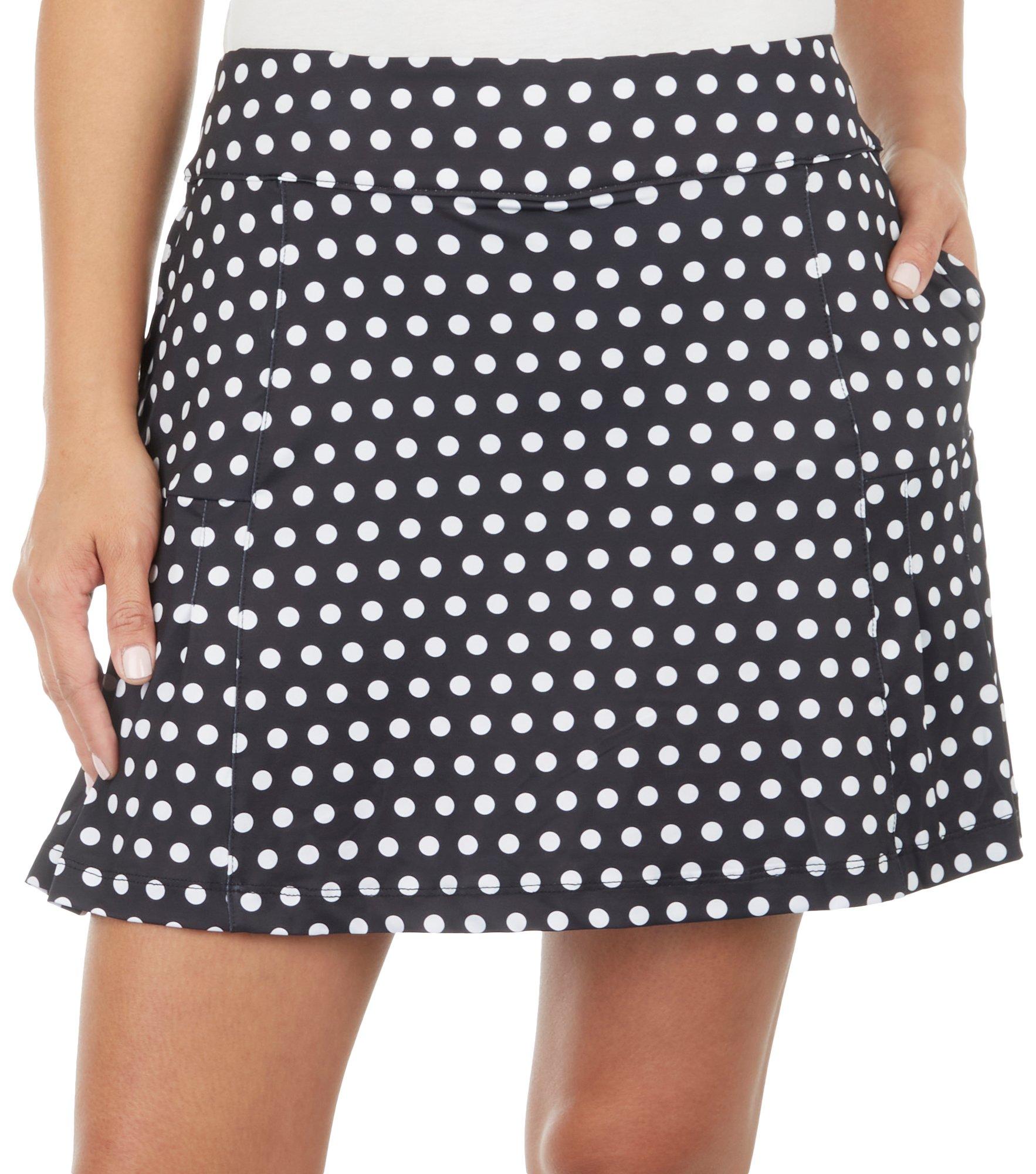 Lillie Green Womens 16 in. Aline Dot Pleated Pocket Skort
