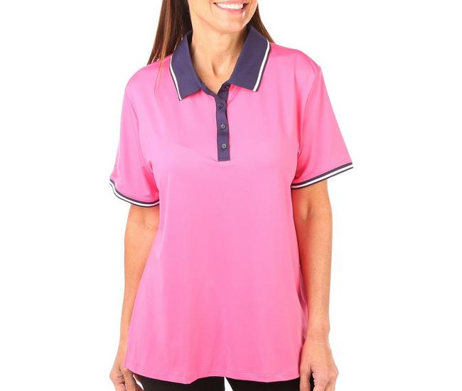 Lillie Green Womens Short Sleeve 4 Button Polo Shirt