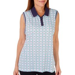 Lillie Green Womens Water Tees Sleeveless Button Polo
