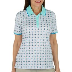 Womens Graphic Golf Ball Short Sleeve Polo Shirt