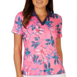 Coral Bay Golf Women Floral Short Sleeve  Polo Top