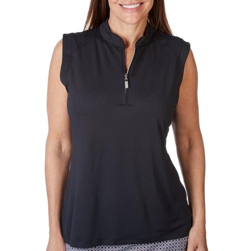 Coral Bay Golf Womens Solid Sleeveless 1/4 Zip