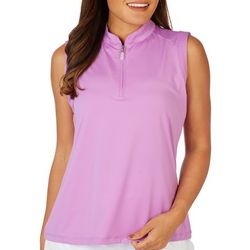 Coral Bay Golf Womens Solid Sleeveless 1/4 Zip Band Top