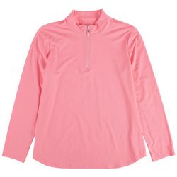 Coral Bay Golf Womens Solid Zip Long Sleeve Top